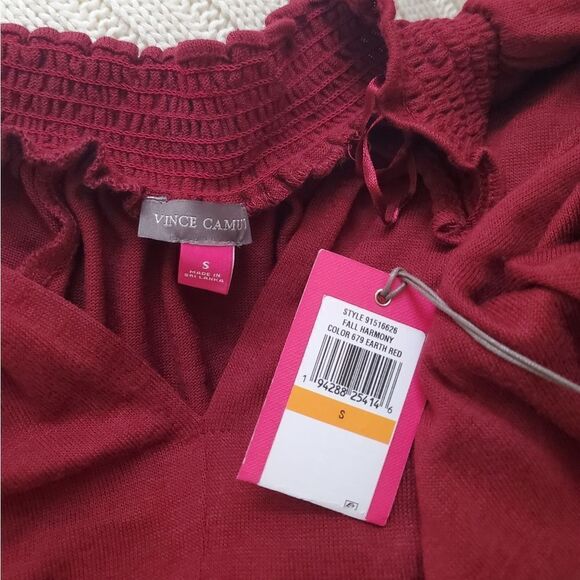 Vince Camuto Split Neck Balloon Sleeve Knit Top Sz Sm - Picture 9 of 10
